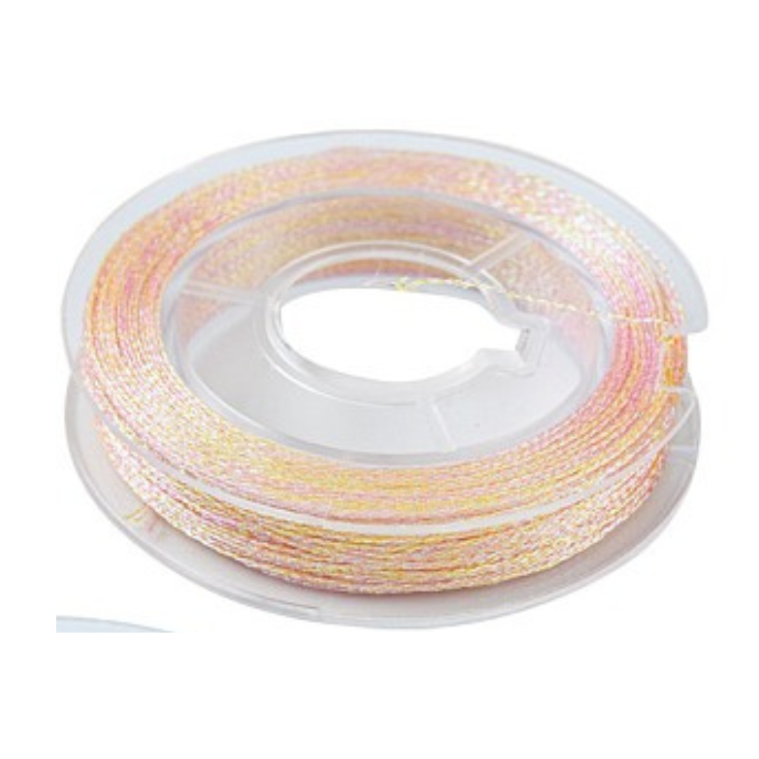 Metallic macramé koord 0.3mm multicolor roze-oranje rolletje - 20 meter-koord-Kraaltjes van Renate