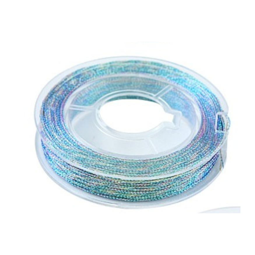 Metallic macramé koord 0.3mm multicolour blauw rolletje - 20 meter-koord-Kraaltjes van Renate