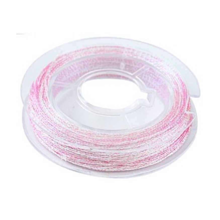 Metallic macramé koord 0.3mm multicolour roze-wit rolletje - 20 meter-koord-Kraaltjes van Renate