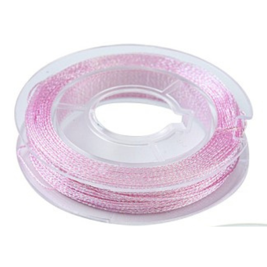 Metallic macramé koord 0.3mm roze met witte glans rolletje - 20 meter-koord-Kraaltjes van Renate