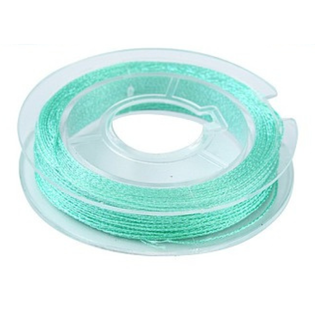 Metallic macramé koord 0.3mm turquoise groen rolletje - 20 meter-koord-Kraaltjes van Renate