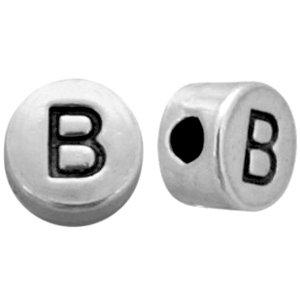 Metallook letterkralen letter B Antiek zilver 7mm -10 stuks-Kraaltjes van Renate