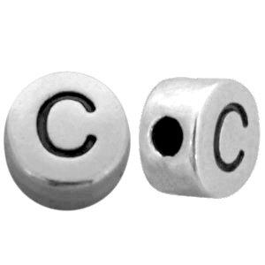 Metallook letterkralen letter C Antiek zilver 7mm -10 stuks-Kraaltjes van Renate