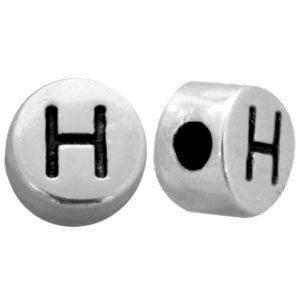 Metallook letterkralen letter H Antiek zilver 7mm -10 stuks-Kraaltjes van Renate