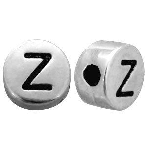 Metallook letterkralen letter Z Antiek zilver 7mm -10 stuks-Kraaltjes van Renate