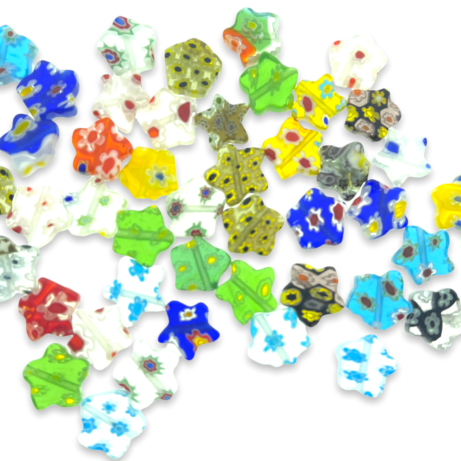 Millefiori glaskralen bloem 10mm-per 5 stuks-Kraaltjes van Renate