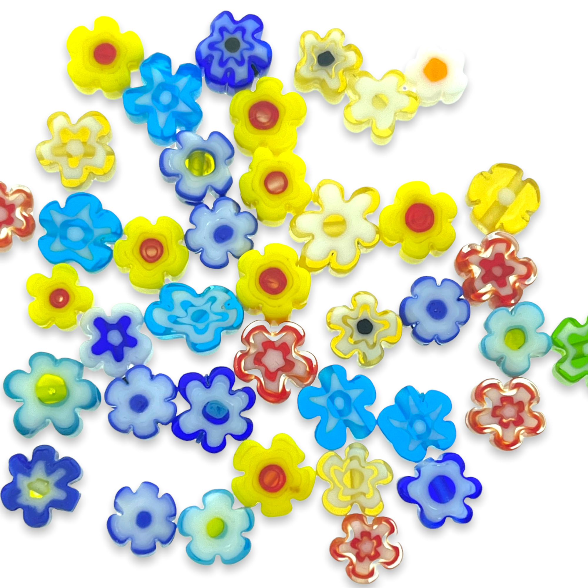 Millefiori glaskralen bloem 12mm-per 4 stuks-Kraaltjes van Renate