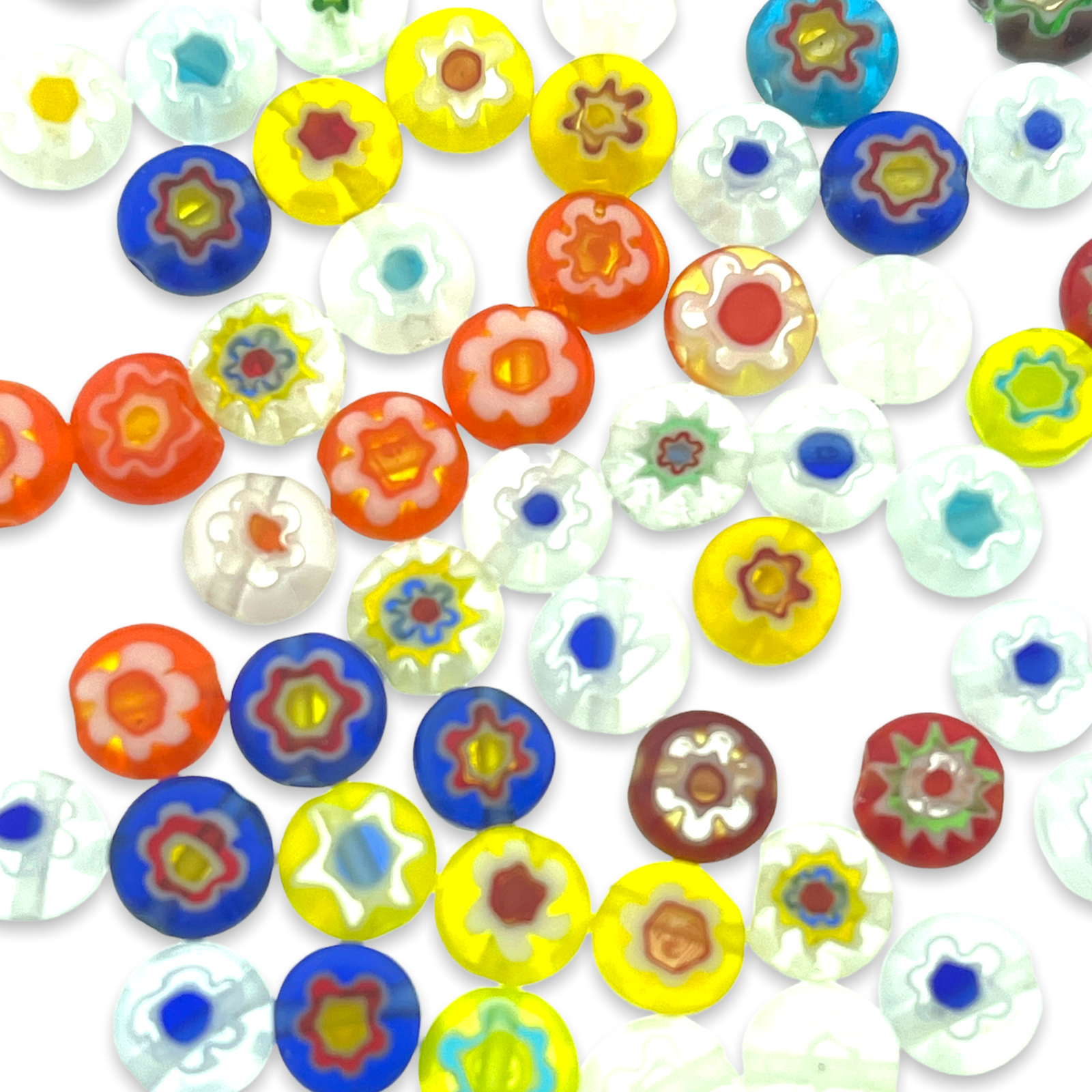 Millefiori glaskralen bloem 6mm-per 10 stuks-Kraaltjes van Renate