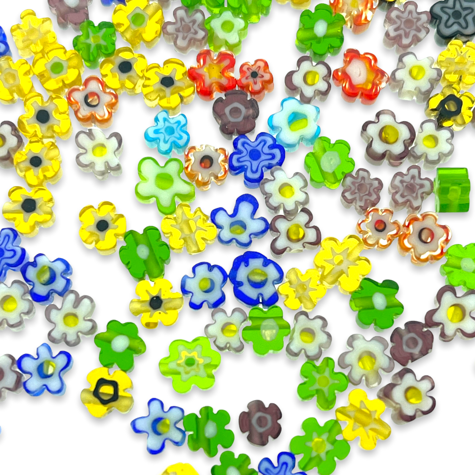Millefiori glaskralen bloem 7mm-per 8 stuks-Kraaltjes van Renate