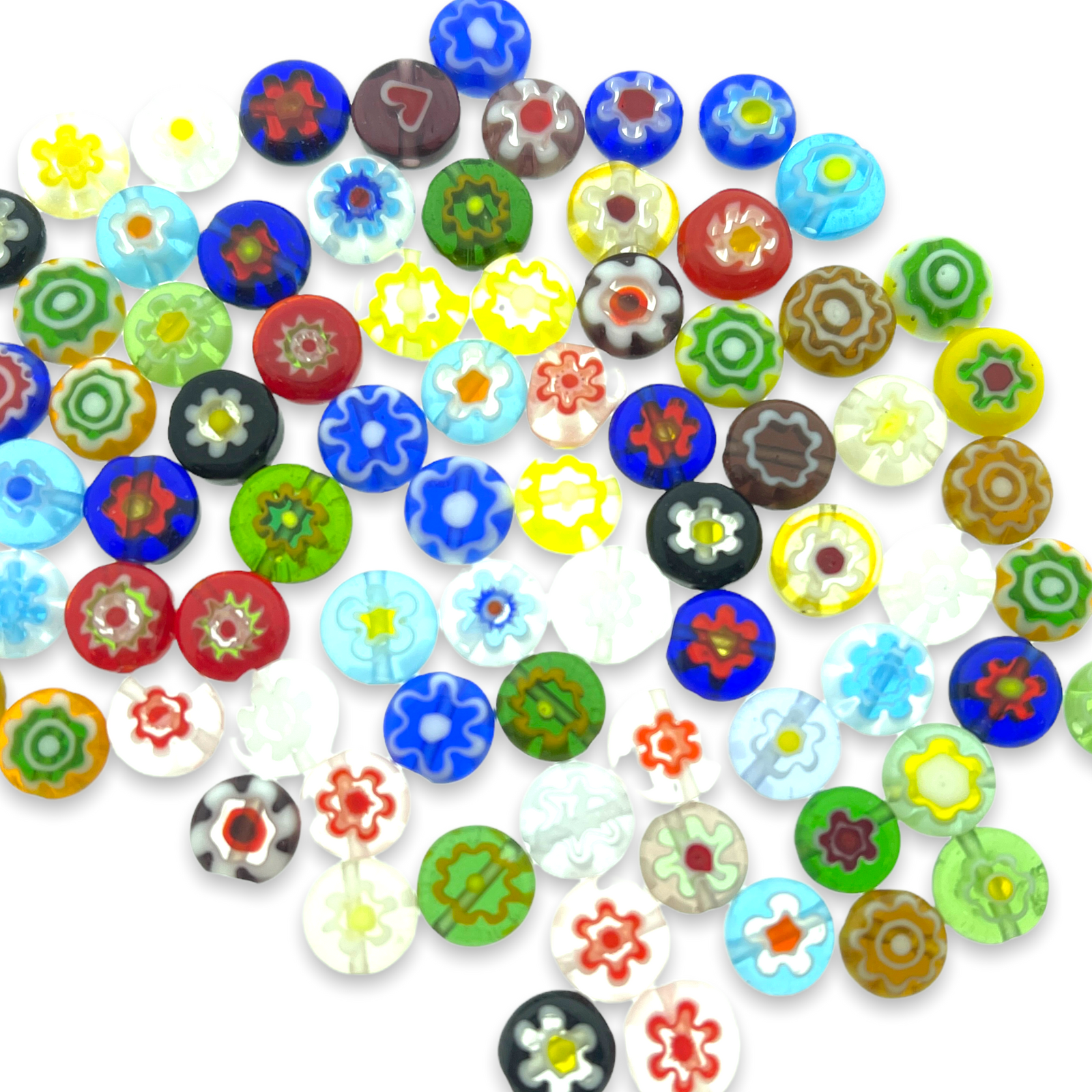 Millefiori glaskralen bloem 8mm-per 7 stuks-Kraaltjes van Renate