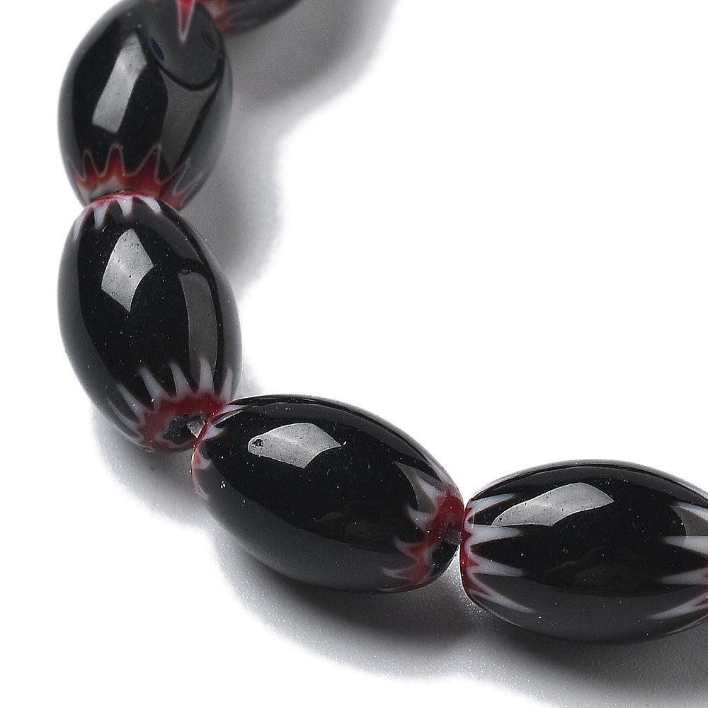 Millefiori kralen Lampwork Black 11~12x7~8mm - per stuk-Kraaltjes van Renate