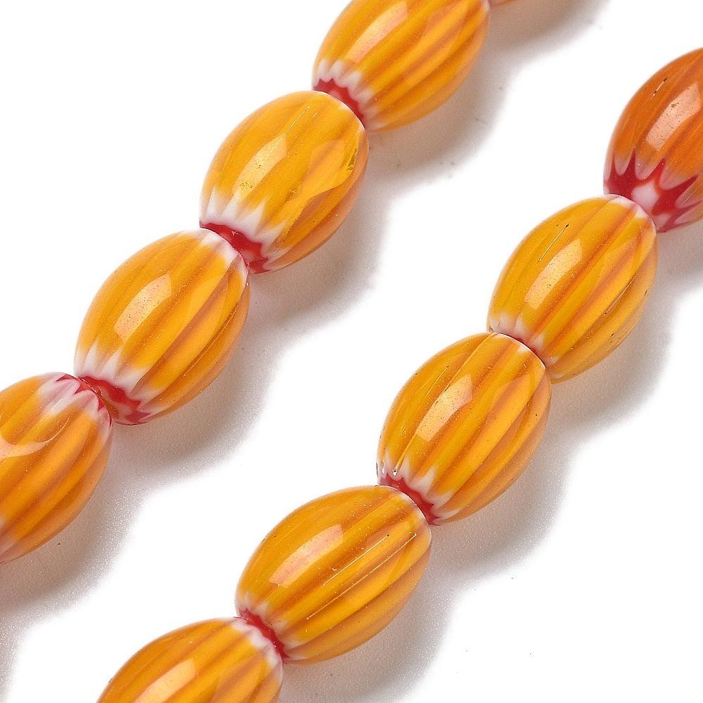 Millefiori kralen Lampwork Orange 11~12x7~8mm - per stuk-Kraaltjes van Renate