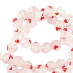 Kopie van Millefiori kralen hart Transparent-red 6mm -per stuk-Kraaltjes van Renate