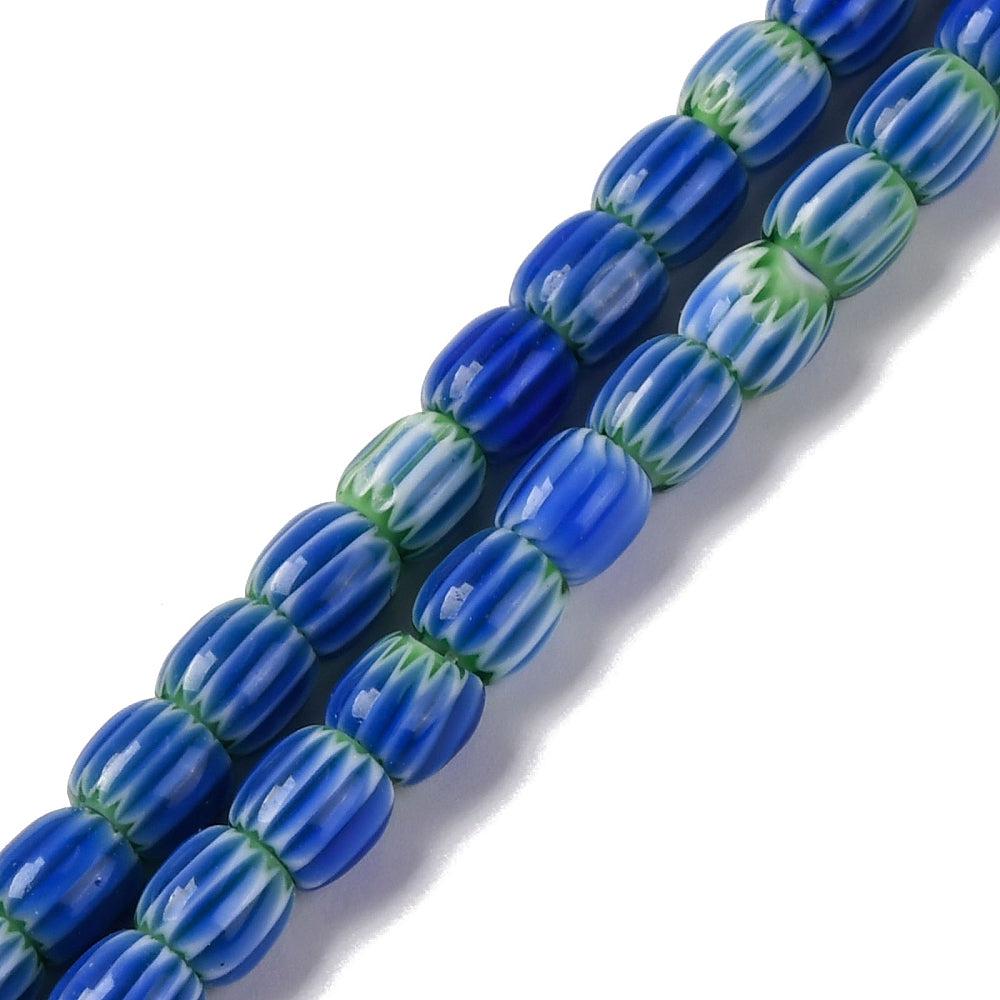 Millefiori kralen tube blauw-groen 6mm - per stuk-Kraaltjes van Renate