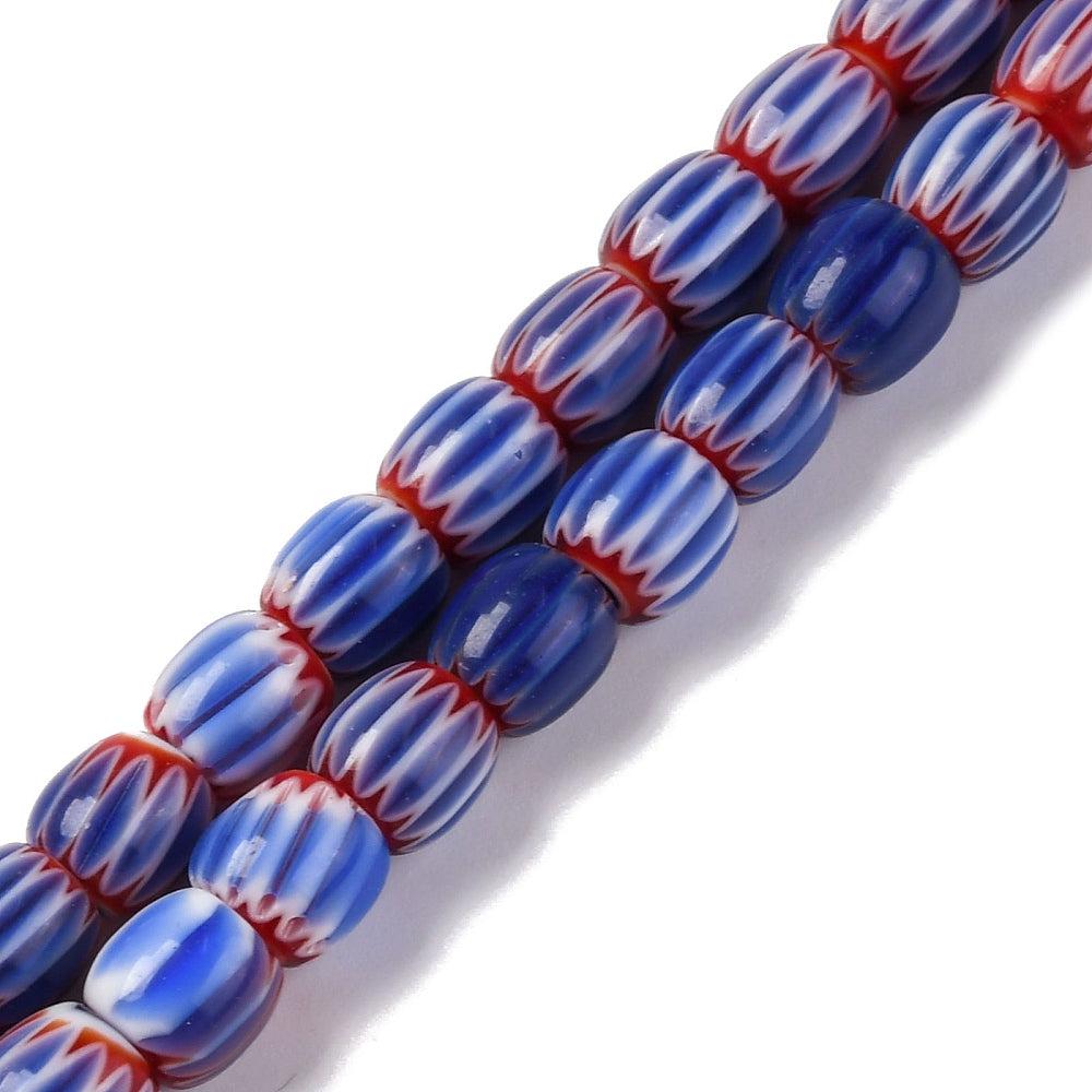 Millefiori kralen tube blauw-rood 6mm - per stuk-Kraaltjes van Renate