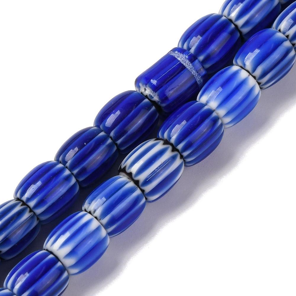 Millefiori kralen tube blauw-zwart 8mm - per stuk-Kraaltjes van Renate