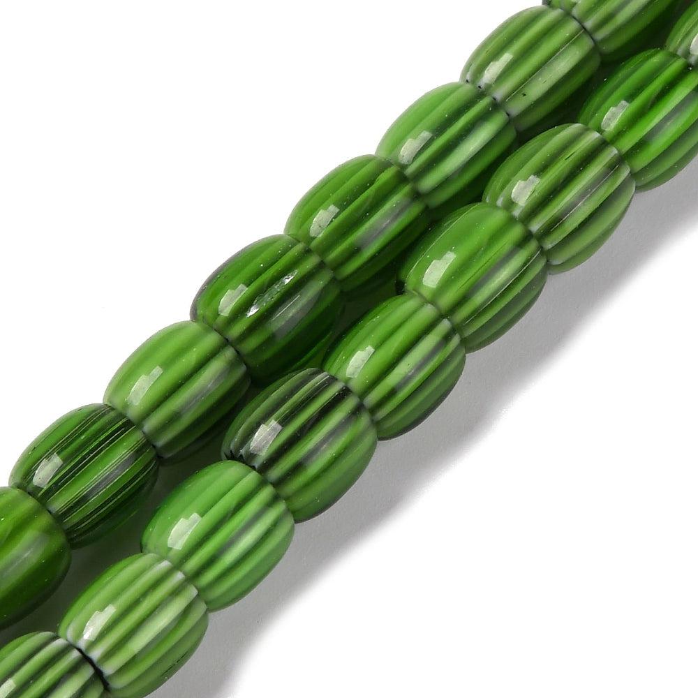 Millefiori kralen tube groen-zwart 8mm - per stuk-Kraaltjes van Renate