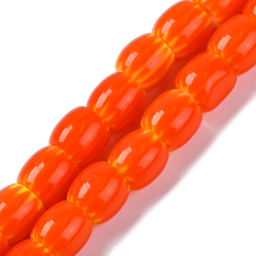 Millefiori kralen tube oranje-geel 8mm - per stuk-Kraaltjes van Renate