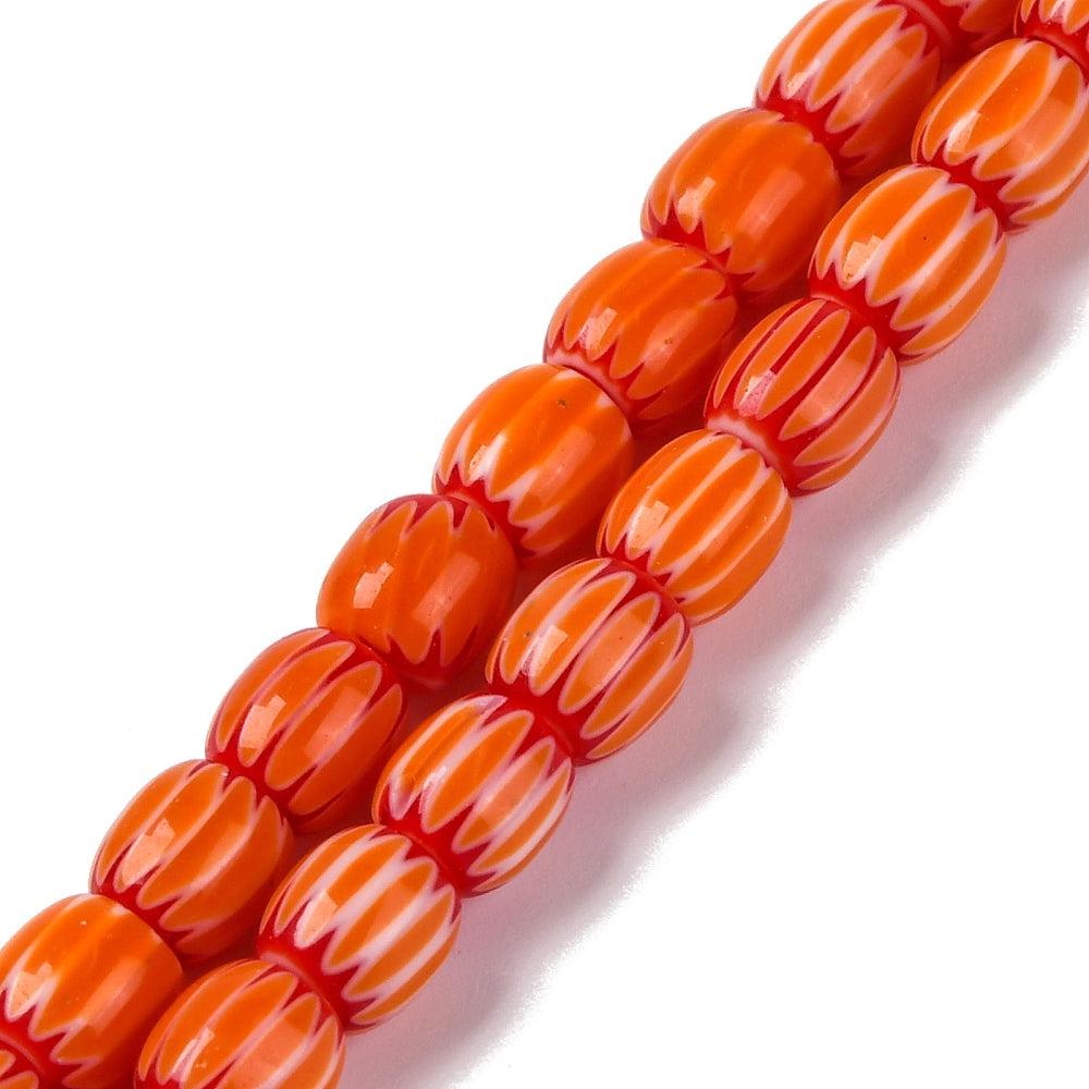 Millefiori kralen tube oranje-rood 6mm - per stuk-Kraaltjes van Renate