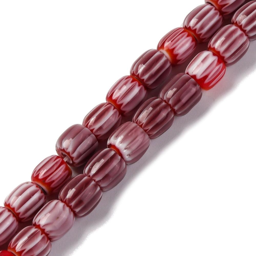 Millefiori kralen tube rood-lila 6mm - per stuk-Kraaltjes van Renate