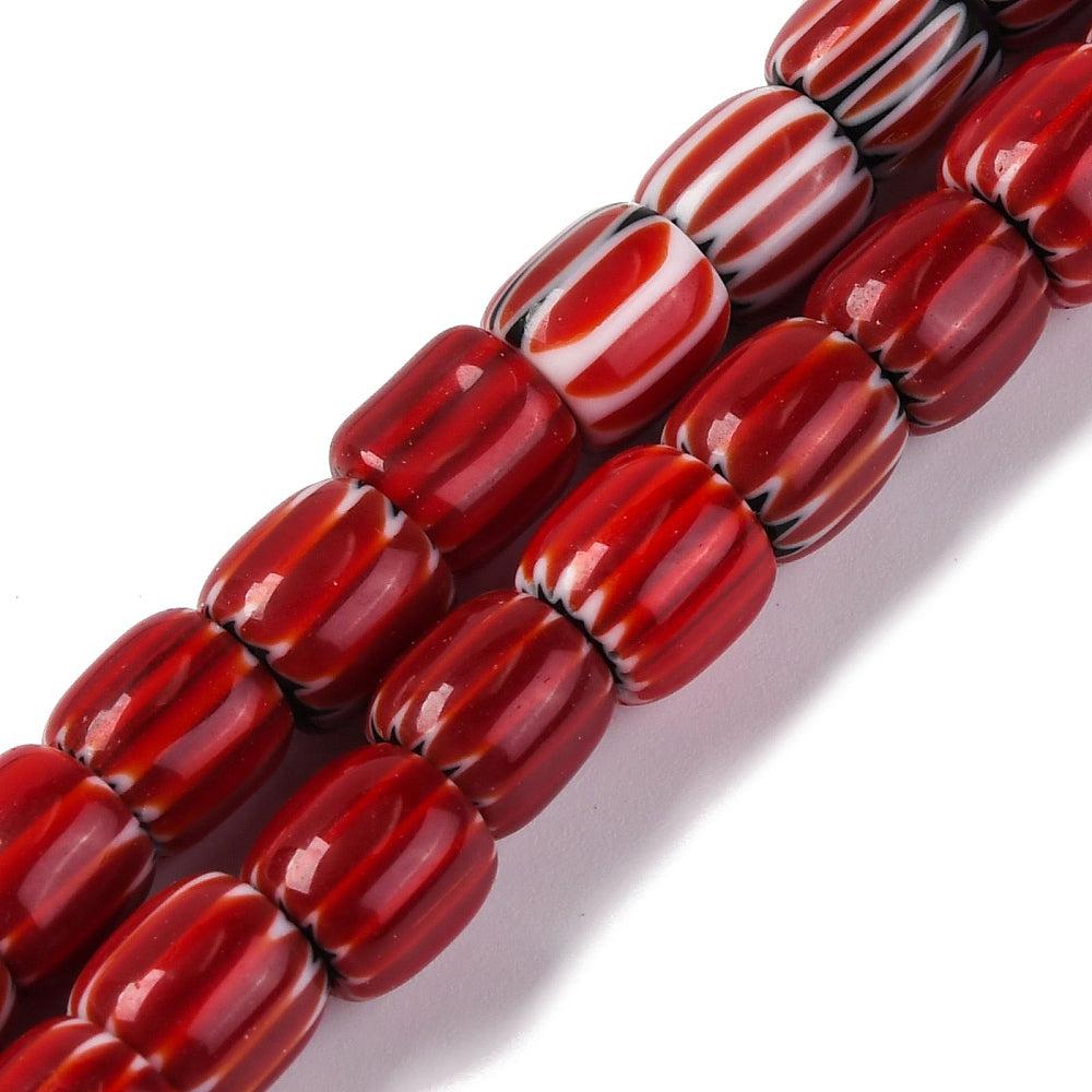 Millefiori kralen tube rood-zwart 8mm - per stuk-Kraaltjes van Renate