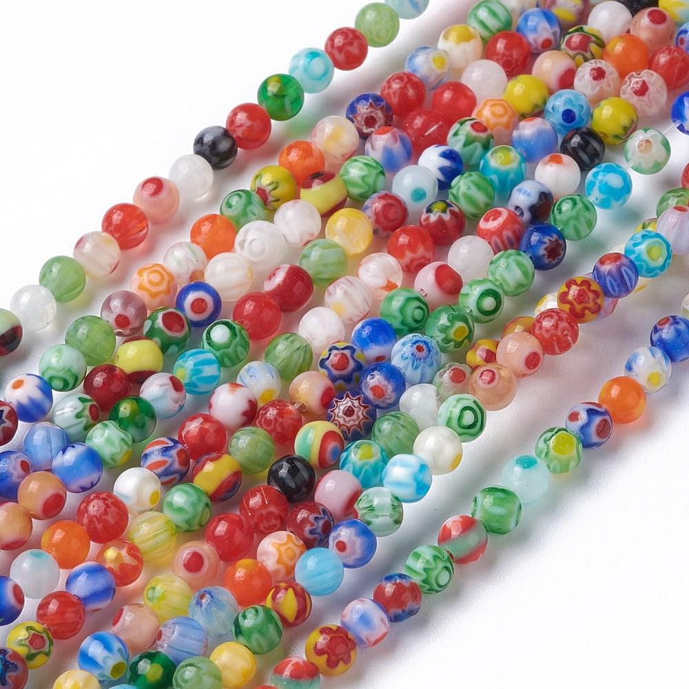 Millefiori mix gekleurd 4mm- per ±24 stuks-Kralen-Kraaltjes van Renate