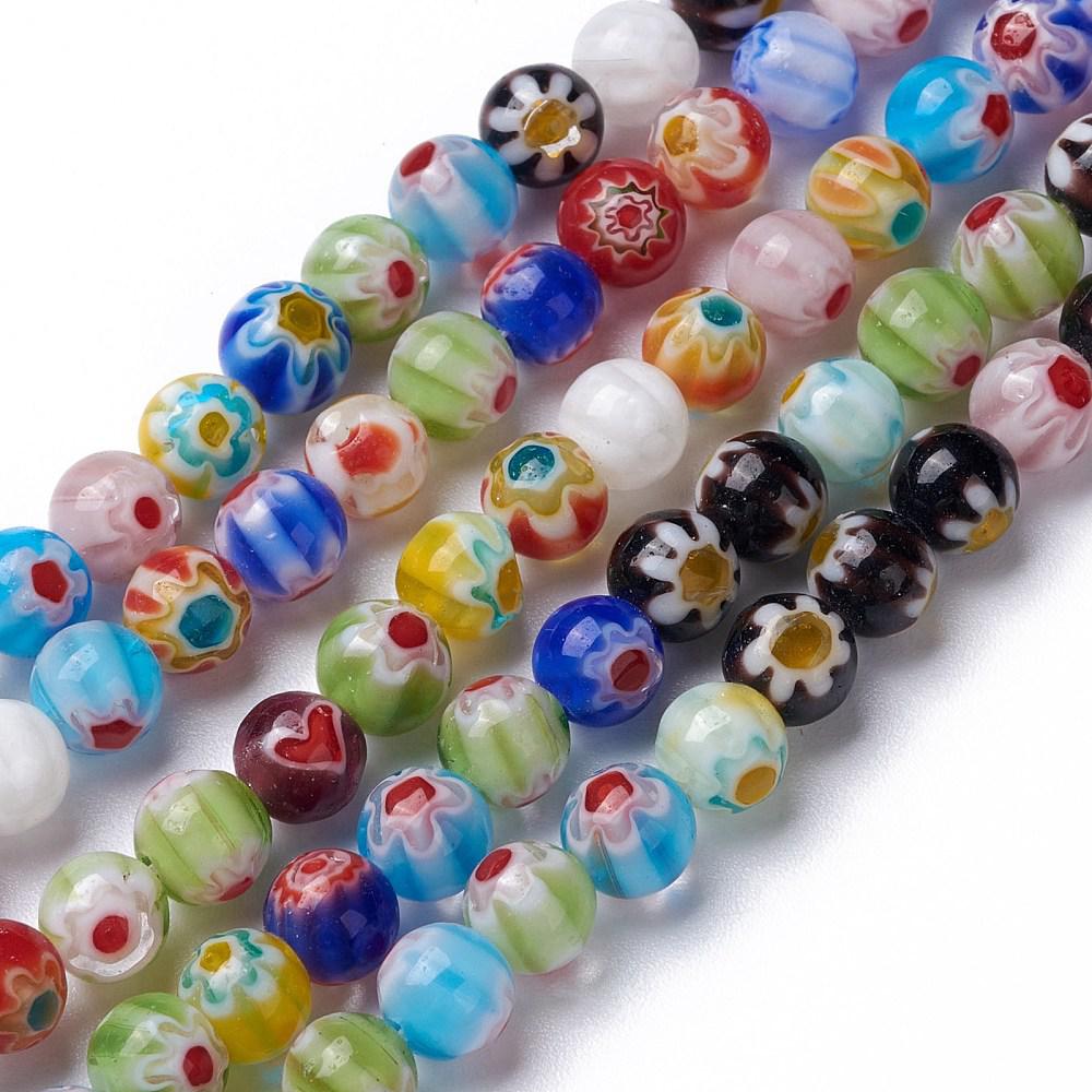 Millefiori mix gekleurd 6mm- per 15 stuks-Kralen-Kraaltjes van Renate
