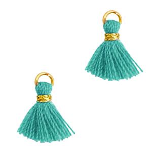 Mini Ibiza kwastje Gold-Viridian green 10mm-Kraaltjes van Renate