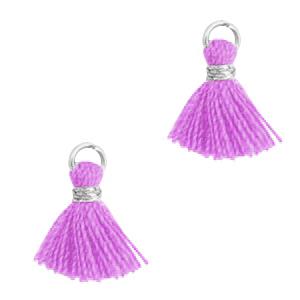 Mini Ibiza kwastje Silver-Light purple 10mm-Kraaltjes van Renate