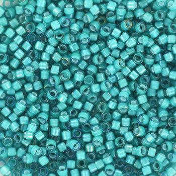 Miyuki Delica 11/0 white lined ab teal - 4 gram-Kralen-Kraaltjes van Renate