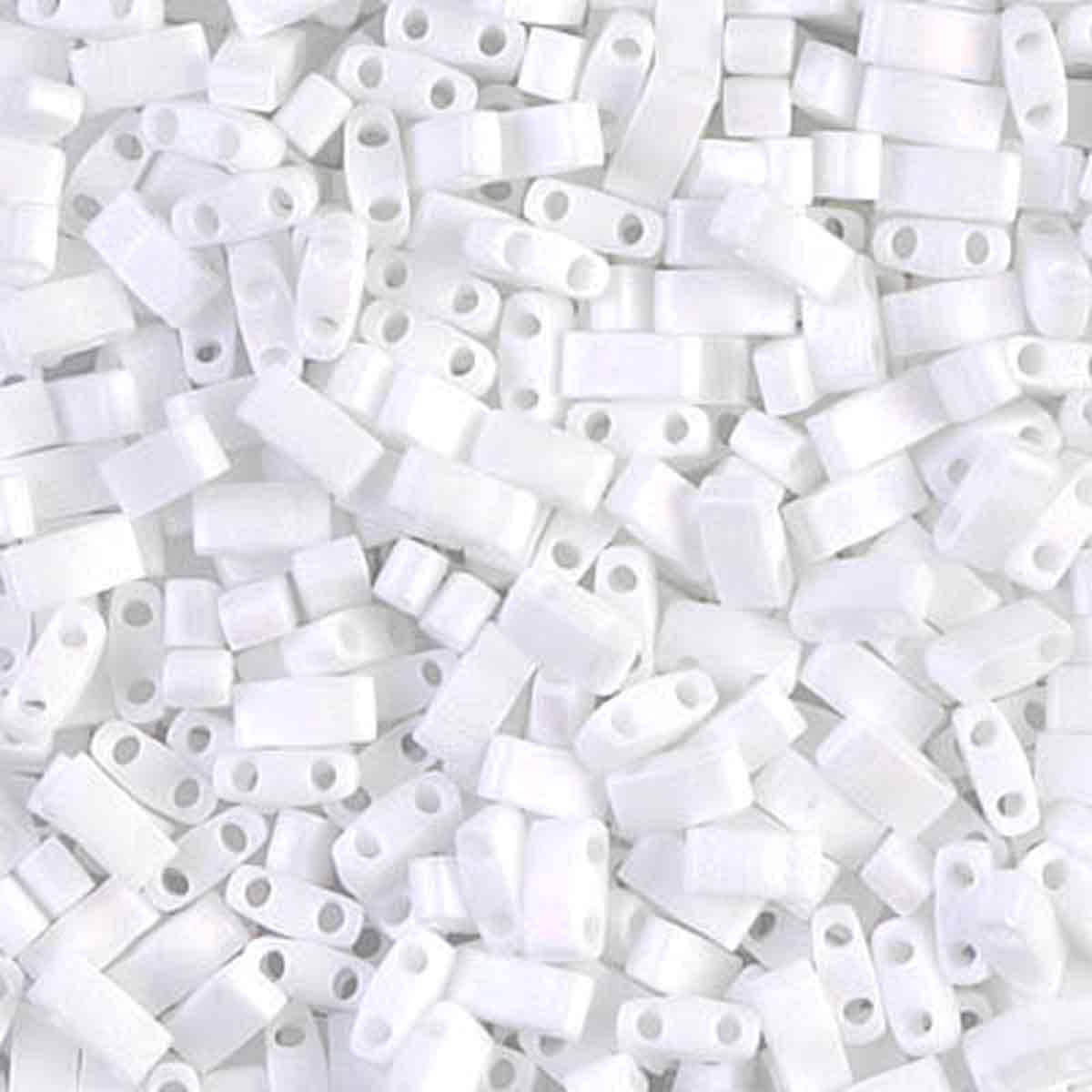 Miyuki Tila half TLH-402FR Matt white AB 5x2,3mm - 3 gram-Kralen-Kraaltjes van Renate