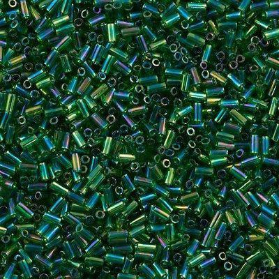 Miyuki bugles 3mm Transparant green AB - 5 gram-Kralen-Kraaltjes van Renate