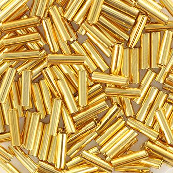 Miyuki bugles 6mm 24KT Gold plated - 2 gram-Kralen-Kraaltjes van Renate
