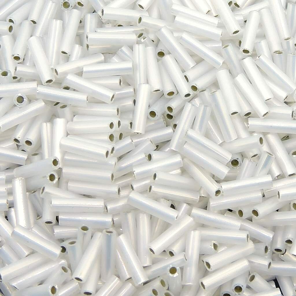 Miyuki bugles 6mm Gilt lined opal - 5 gram-Kralen-Kraaltjes van Renate