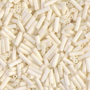 Miyuki bugles 6mm Matte opaque cream - 5 gram-Kralen-Kraaltjes van Renate