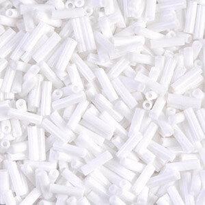 Miyuki bugles 6mm Opaque white - 5 gram-Kralen-Kraaltjes van Renate