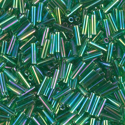 Miyuki bugles 6mm Transparant green AB - 5 gram-Kralen-Kraaltjes van Renate