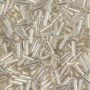 Miyuki bugles 6mm silverlined crystal - 5 gram-Kralen-Kraaltjes van Renate