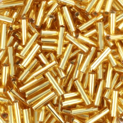 Miyuki bugles 6mm silverlined gold - 5 gram-Kralen-Kraaltjes van Renate