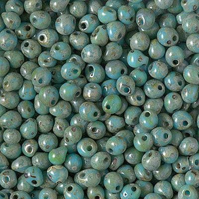 Miyuki drops 3.4mm Opaque turquoise blue picasso - 5 gram-Kralen-Kraaltjes van Renate