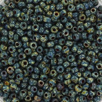 Miyuki rocailles 11/0 (2mm) Opaque picasso dark teal 11-4516-Kralen-Kraaltjes van Renate