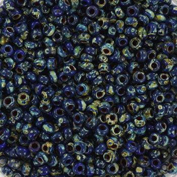Miyuki rocailles 11/0 (2mm) Opaque picasso cobalt 11-4518-Kralen-Kraaltjes van Renate