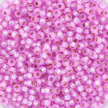 Miyuki rocailles 11/0 (2mm) Silverlined alabaster dyed hot pink - 5 gram-Kraaltjes van Renate