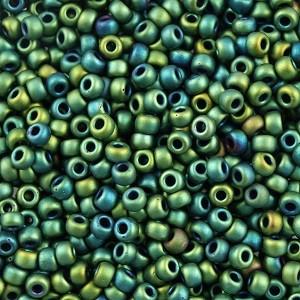 Miyuki rocailles 6/0 (4mm) Matte metallic iris dark green 6-2066-Kraaltjes van Renate