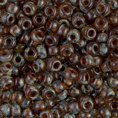 Miyuki rocailles 6/0 (4mm) Transparant picasso light smoky topaz - 5 gram-Kraaltjes van Renate