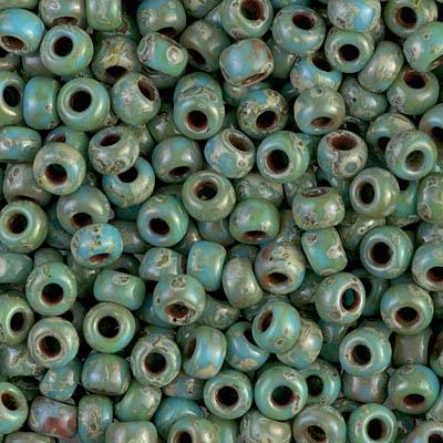 Miyuki rocailles 6/0 (4mm) Opaque picasso turquoise blue 6-4514-Kraaltjes van Renate