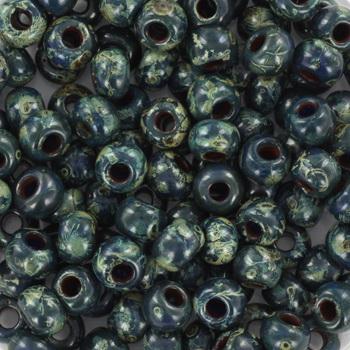 Miyuki rocailles 6/0 (4mm) Opaque picasso dark teal 6-4516-Kraaltjes van Renate
