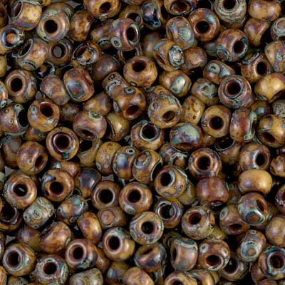 Miyuki rocailles 6/0 (4mm) Opaque picasso brown 6-4517-Kraaltjes van Renate