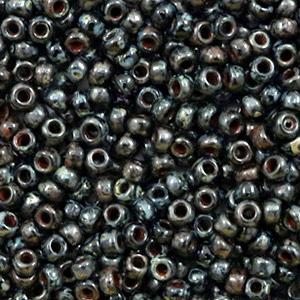 Miyuki rocailles 8/0 Opaque picasso black - 5 gram-Kraaltjes van Renate