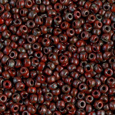 Miyuki rocailles 8/0 Picasso opaque red - 5 gram-Kraaltjes van Renate